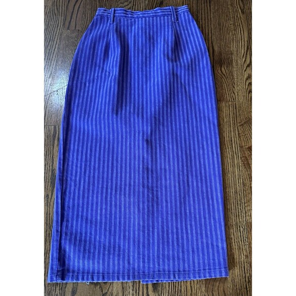 Ivy Club Classics Vtg Purple Stripe Denim Zip Pencil Skirt 80s/90s Preppy Size 7 - Picture 4 of 9